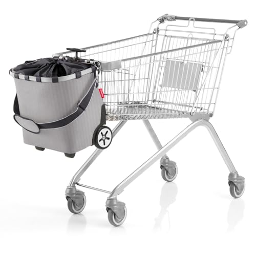 reisenthel carrycruiser herringbone grey - Portable shopping trolley with sturdy aluminum frame, shoulder strap and removable mesh inner bag -water-repellent - color: herringbone grey