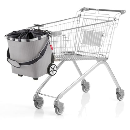 reisenthel carrycruiser herringbone grey - Portable shopping trolley with sturdy aluminum frame, shoulder strap and removable mesh inner bag -water-repellent - color: herringbone grey