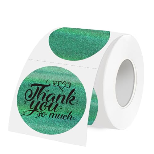 3 Inch Holographic Thermal Labels,Round Thermal Printer Labels,Waterproof Thermal Printer Stickers for DIY Logo Design,Name Tag,QR Code,Thanks Card 150 Labels/Roll (Green dots) - color: Green Dots, size: 3 inch
