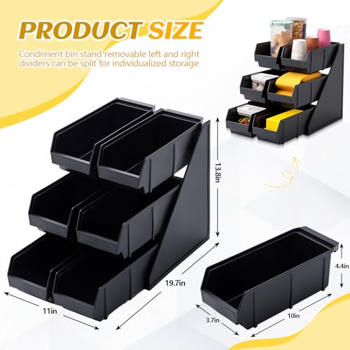 Novabright 6 Compartment Serve Condiment Bin Self Serve Condiment Packet - style: 6 Bin 3 Tier