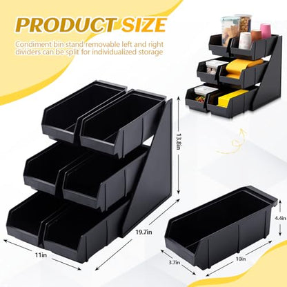 Novabright 6 Compartment Serve Condiment Bin Self Serve Condiment Packet - style: 6 Bin 3 Tier