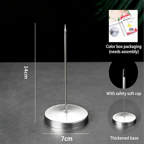 4Pcs Desk Receipt Holder,Bill Fork Ticket Spike,Restaurant Memo Holder - color: Silver