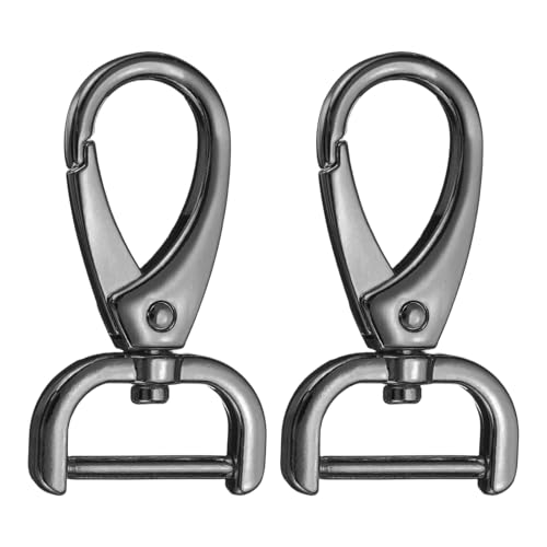 HARFINGTON 2Pcs Detachable Snap Hook Swivel Clasp 3/4" D Ring with Swivel Lobster Claw Clasps Hook for Purse Strap Keychain Bag DIY Craft, Gunmetal - color: Gunmetal, size: 3/4"