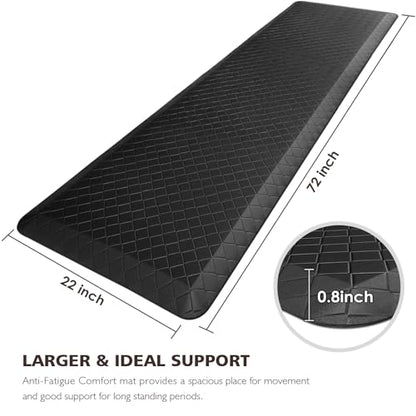 HappyTrends Kitchen Floor Mat - 4/5 Inch Thick Anti-Fatigue Kitchen Rug - color: Black, size: 72"L x 22"W x 0.8"Th