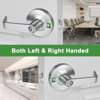 Commercial Door Handle for Privacy with Solid Door Lever Satin Chrome 26D， and UL ，3 Hours Fire Rated,GRD2-72BK-1P - size: BED & BATH（2-3/4 IN Backset)
