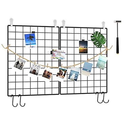 C&AHOME Photo Wall Display Set of 2, Wall Grid Panel, 17.7" x 25.6", Black - color: Black, size: 15.7 x 11.8 (40x30cm)