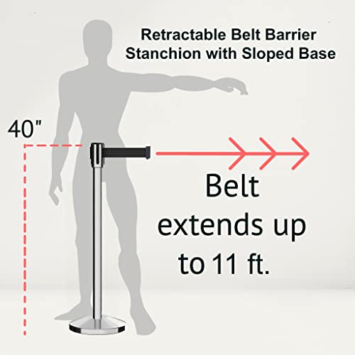 Montour Line M530 Retractable Belt Barrier Stanchion Set of 2, 11 Ft Belt - color: Black, size: 11 ft