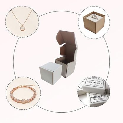 3x3x3 Inch White Shipping Boxes 25 Pack,Small Gift Boxes,Bulk of Mailers - size: 3''x3''x3''