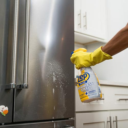 Zep Plus Stainless Steel Cleaner - 32 oz (2 Pack) & Blue Microfiber Rag