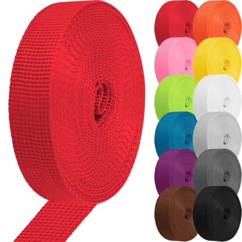 Polypropylene Webbing 1 Inch 1.5 Inch Nylon Webbing Straps Poly Strapping - color: Red, size: 1 inch x 20 yards
