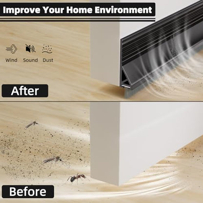 Esufeir 39” Under Door Draft Stopper with Brush,Black - color: Black, size: 39" X 1Pack