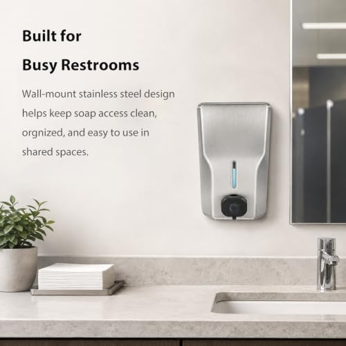 modunful Commercial Stainless Steel Hand Soap Dispenser, 47oz Wall Mount - size: Vertical 47.3oz