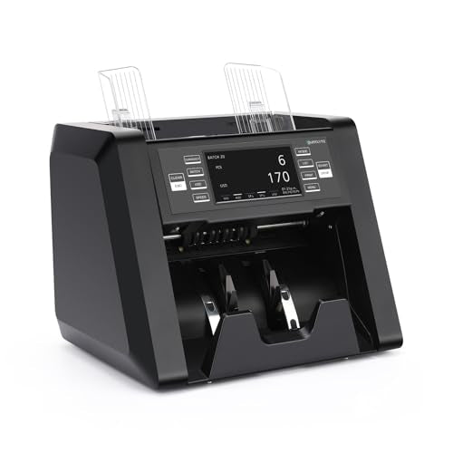 N30 Money Counter Machine Mixed Denomination, Multi Currency Value Count, CIS/UV/MG/IR Counterfeit Detection, Printer Enabled Cash Counter for Business