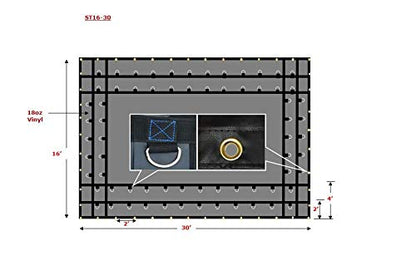 Mytee Products 16' x 30' Flatbed Trailer Steel Tarp with 4 FT Drop - Heavy Duty Black 18 Oz Vinyl Waterproof Tarp for Truck/Trailers to Protect Cargo from Wind, Rain, Snow and Sun - size: 16' x 30' (4' Drop)