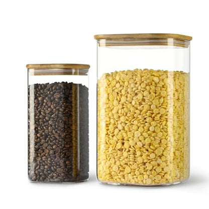 D2scrma 50oz/149oz Square Glass Storage Containers with Lids 2-Pack - size: 149oz*1/50oz*1