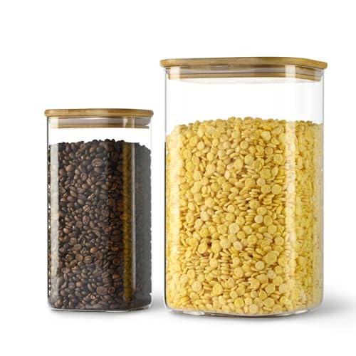 D2scrma 50oz/149oz Square Glass Storage Containers with Lids 2-Pack - size: 149oz*1/50oz*1