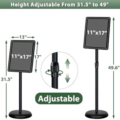 11 x 17" Pedestal Sign Holder, Adjustable Floor Standing Display Stand - color: Black, size: 11x17in