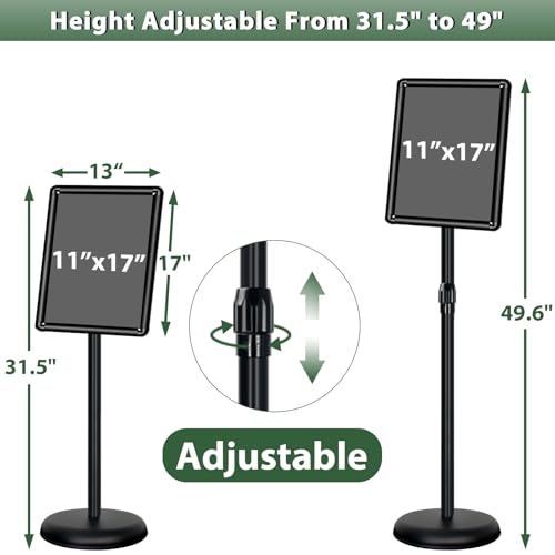 11 x 17" Pedestal Sign Holder, Adjustable Floor Standing Display Stand - color: Black, size: 11x17in