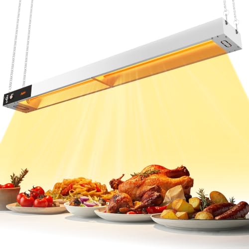 Food Heat Lamp, 48 Inch Commercial Food Heat Lamp Strip Heater, Stainless Steel Heat Lamp for Food, 1300W Infrared Food Warmer for Buffet, Cafeteria, Restaurant, Kitchen - size: 48 Inch