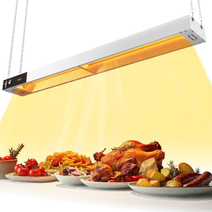 Food Heat Lamp, 48 Inch Commercial Food Heat Lamp Strip Heater, Stainless Steel Heat Lamp for Food, 1300W Infrared Food Warmer for Buffet, Cafeteria, Restaurant, Kitchen - size: 48 Inch