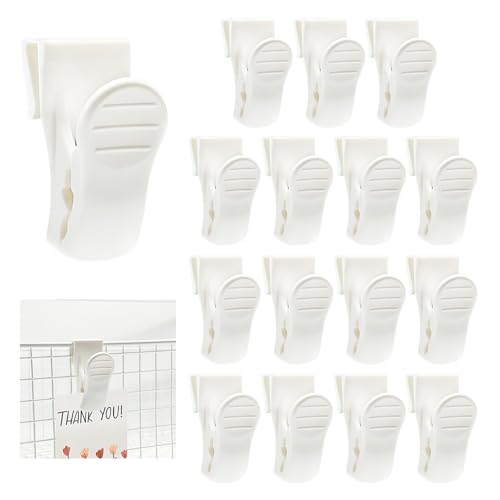 16Pcs Grid Wall Clips, Wire Grid Panel Hooks for Retail & Home, Small Plate Hangers, Drywall Clips, Gridwall Accessories (White)
