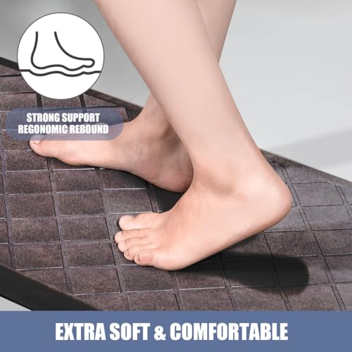 Cushioned Anti Fatigue Mats, Heavy Duty Non-Skid Floor Mats - 1/2 Inch Thick Ergonomic Comfort Foam, Brown - color: Stylish Brown