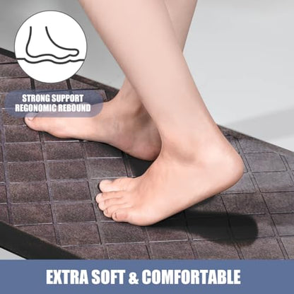 Cushioned Anti Fatigue Mats, Heavy Duty Non-Skid Floor Mats - 1/2 Inch Thick Ergonomic Comfort Foam, Brown - color: Stylish Brown