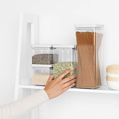 Brabantia Tasty+ 4pc Stackable Food Canisters Set (Light Gray) 2x 0.7qt & 2x 1.7qt BPA-Free Space-Saving Jars with Silicone Seal Lids for Freshness - color: Light Grey, size: Set of 4: 2x 0.7 qt & 2x 1.7 qt