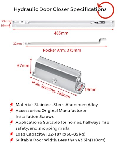 Adjustable Concealed Door Closer, Automatic Hydraulic Soft Close