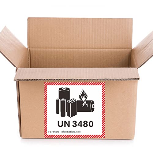 HYBSK 50PCS 4.7" x 4.3" Lithium Ion Battery Transport Caution Warning Labels for Shipping (UN3480) - size: UN3480
