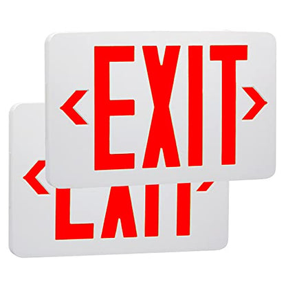 LED Exit Sign, Emergency Exit Light with Battery Backup, Double Face, UL 924, AC 120/277V, Damp Location, Hardwired Red Letter Exit Lights for Business Commercial - size: 2-Pack