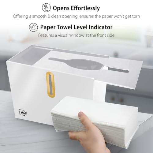 H4N Multifold Paper Towel Dispenser Countertop - Commercial Single Sheet Hand Towel Holder, Compact Acrylic Design for Home, Office, Restaurant Bathrooms - White - color: White