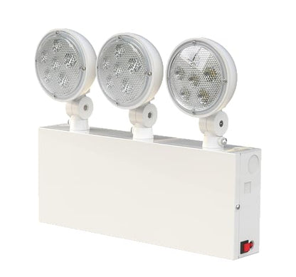 New York Certified LED Emergency Light, White Housing with Backup Battery, Two Adjustable Lamps Heads, 120-277V, Commercial Grade, Fire Resistant, UL Certified NYC-100 (3 Heads) - size: 3 HEADS