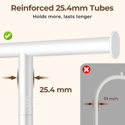 HYSEYY Clothes Rack, Clothing Rack for Hanging Clothes, Rolling Garment Rack Sturdy Coat Rack Portable Wardrobe Rack Metal Closet Rack for Bedroom Laundry Living Room, White - color: White
