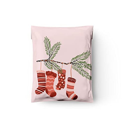 10x13 (100) Christmas Stockings Designer Winter Poly Mailers Self Sealing Waterproof Shipping Envelopes Holiday Premium Printed Bags For Small Businesses - color: Christmas Stockings, size: 10x13