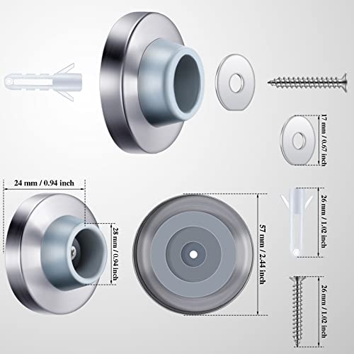Pangda 10 Pieces Wall Door Stop Bumper Stainless Steel Wall Stops, Silver - color: Silver