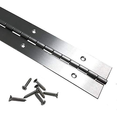 Heavy Duty 2" x 48" 201 Stainless Steel Piano Hinge - .060" Thick - ¾" S.S. Screws Included - 2 Pack - color: 2 Hinges, size: 48 Inch
