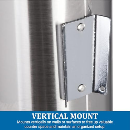 San Jamar Surface Mount Cup Dispenser Vertical, 12 - 24 Oz. Cups for Restaurants, Dining Halls, and Fast Food, Stainless Steel, 23.75 Inches, Silver