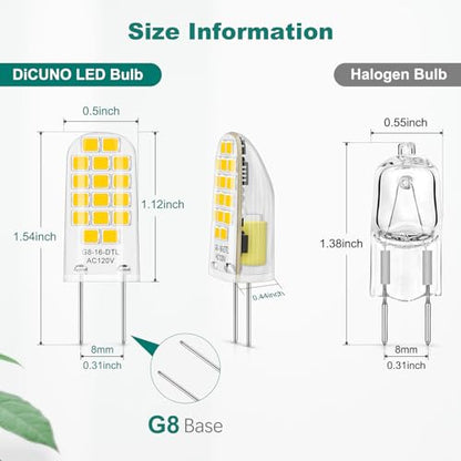 DiCUNO G8 LED Bulb Dimmable, 20W Equivalent, Natural White 4000K, 10-Pack - color: Natural White 4000k