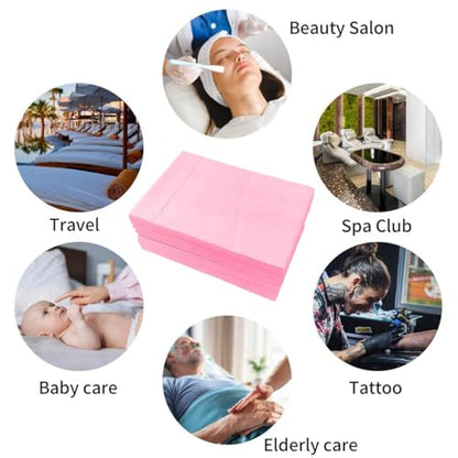 100PCS Disposable Massage Table Sheets, Pink Spa Bed Covers for Esthetician, Spa, Waxing, Lash, Tattoo, Salon Table, 31.5" X 71" - color: pink