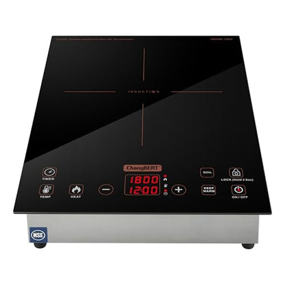 ChangBERT Built-in & Countertop Induction Cooktop, NSF-Certified Commercial Grade Single Induction Burner, Large 8” Heating Coil, Low Noise, Precise Temperature Control for Apartments RVs Food Station - style: Countertop & Built in 1800W
