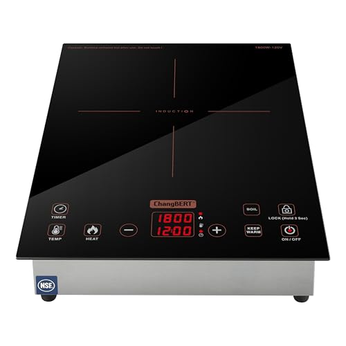 ChangBERT Built-in & Countertop Induction Cooktop, NSF-Certified Commercial Grade Single Induction Burner, Large 8” Heating Coil, Low Noise, Precise Temperature Control for Apartments RVs Food Station - style: Countertop & Built in 1800W