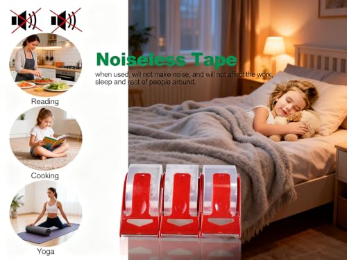 3 Pack Heavy Duty Clear Packing Tape with Dispenser, 1.88 Inch x 110 Yards, No Noise Quiet Packaging Tape for Moving Shipping Mailing Storage Carton Sealing Total 330 Yards
