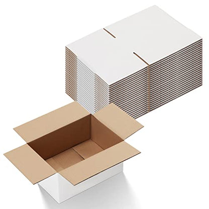 Calenzana 9x6x4 Shipping Boxes Set of 25, White Corrugated Cardboard Box for Packing Mailing Small Business - size: 9x6x4, style: 25 Pack