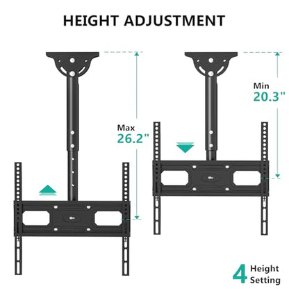 WALI Ceiling TV Mount for Most 26-65 inch LCD LED OLED 4K TVs, up to 99 lbs - color: Black (400x400mm), size: 2 feet