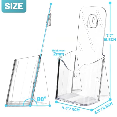 Acrylic Brochure Holder 4 x 9, Clear Pamphlet Holder Display Stand, 2 Pack - size: 4 x 9 Inch