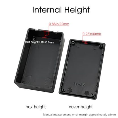 LeMotech Project Box 10 Pieces ABS Plastic Electrical Project Case Small Junction Box for Electronics Black 3.1 x 2.0 x 1.0 inch (80 x 50x 26 mm) - size: 3.1" x 2.0" x 1.0"(10pc)