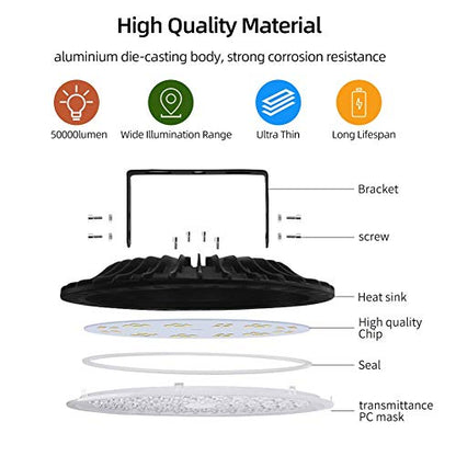 500W LED High Bay Light lamp Factory Warehouse Industrial Lighting 40000 Lumen 6000-6500K IP65 Warehouse LED Lights- Commercial Bay Lighting for Garage Factory Workshop Gym (500W 1) - size: 500W 1pcs