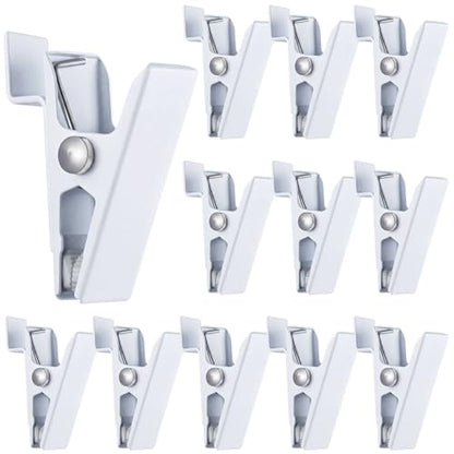 Zonon 12 Pack White Metal Slatwall Clips 2 Inch Slatwall Accessories Garage Storage Clips Commercial Slat Wall Clip for Clothing, Accessories - style: White
