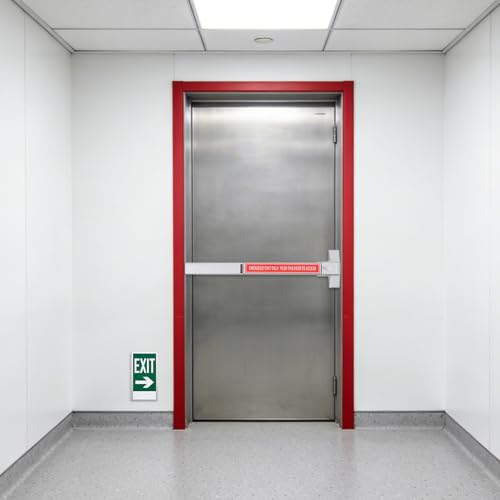 Door Security Bar, Commercial Door Push Bar Panic Exit Device, Panic Bar Lock Set Emergency Door Hardware, Emergency Hardware Parts Gate Lock with 2 Keys, Applicable Door Width ≥ 17.13in